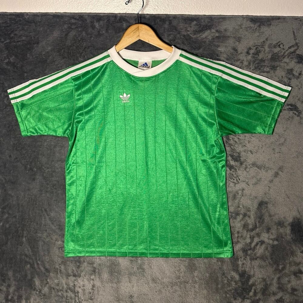 VTG 90s Adidas Green Soccer Jersey Men’s SM Blokecore Shadow Stripe Blank Trikot